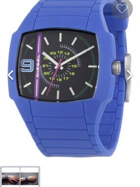 Diesel Blue Silicone Watch with Black Dial and Purple Accent